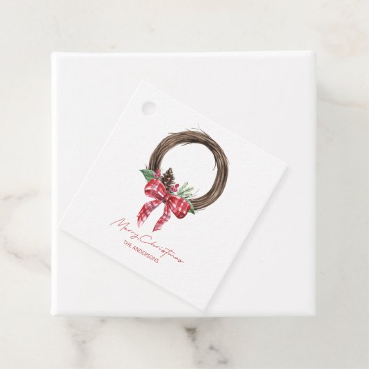 Rustic Grapevine Wreath Merry Kerstmis Bedankjes Labels (In situ)