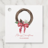 Rustic Grapevine Wreath Merry Kerstmis Bedankjes Labels (Voorkant)