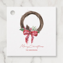 Rustic Grapevine Wreath Merry Kerstmis Bedankjes Labels