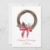 Rustic Grapevine Wreath Prettige feestdagen Feestdagenkaart (Voorkant)
