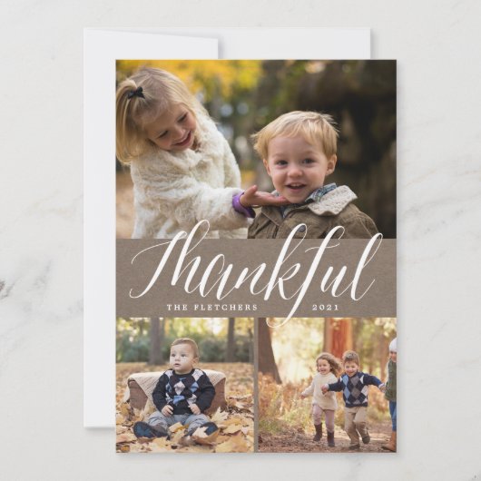 Rustic Gratitude | Thanksgiving fotocollage kaart (Voorkant)