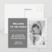 Rustic Gray Baby Foto geboortedatum Briefkaart (Voorkant / Achterkant)