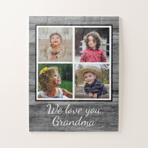 Rustic Gray Barn Wood 4 Foto Collage Grandma Legpuzzel