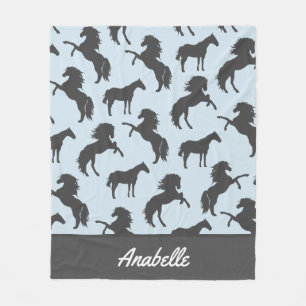 Rustic Gray Horse Silhouettes   Gepersonaliseerd Fleece Deken