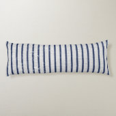 Rustic Gray Linen Navy Blue Stripes Pattern Lichaamskussen (Achterkant)