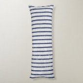 Rustic Gray Linen Navy Blue Stripes Pattern Lichaamskussen (Achterkant (Verticaal))