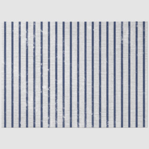 Rustic Gray Linen Navy Blue Stripes Pattern Tissuepapier