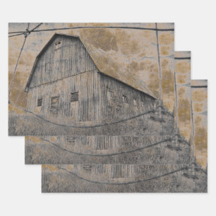 Rustic Gray Sepia Barn textuur Inpakpapier Vel