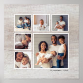 Rustic Gray Weathered Wood 6 Square Photo Collage Poster (Voorkant)