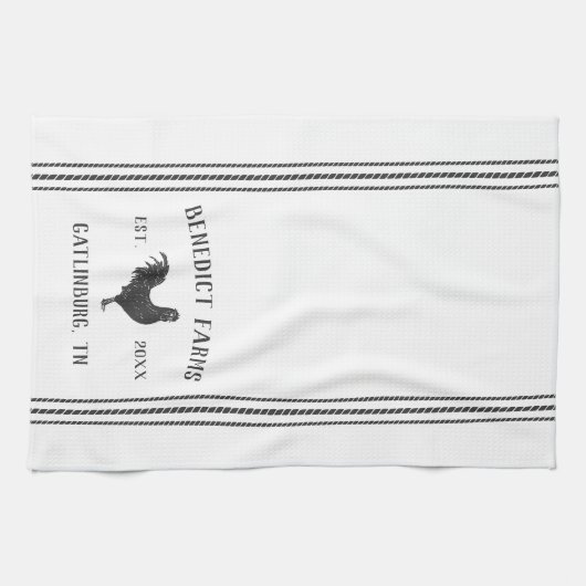 Rustic Gray & White - Aangepaste naam Boerderij &  Theedoek (Horizontaal)