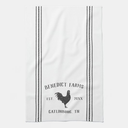 Rustic Gray & White - Aangepaste naam Boerderij &  Theedoek (Verticaal)