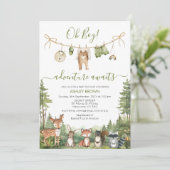 Rustic Green Adventure Awaits Baby Shower  Kaart (Staand voorkant)