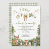 Rustic Green Adventure Awaits Baby Shower  Kaart (Voorkant / Achterkant)