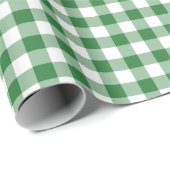 Rustic Green and White Gingham Pattern Cadeaupapier (Rol Hoek)