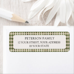 Rustic Green Argyle Christmas Return Adreslabel Etiket