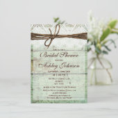 Rustic Green Barn Wood Bridal Shower Invitations Kaart (Staand voorkant)