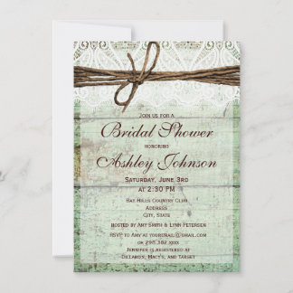 Rustic Green Barn Wood Bridal Shower Invitations Kaart