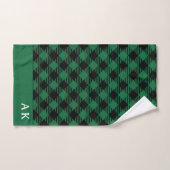 Rustic Green Black Buffalo Check Monogram Bad Handdoek (Handdoek)