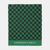 Rustic Green Black Buffalo Check Monogram Fleece Deken (Voorkant)