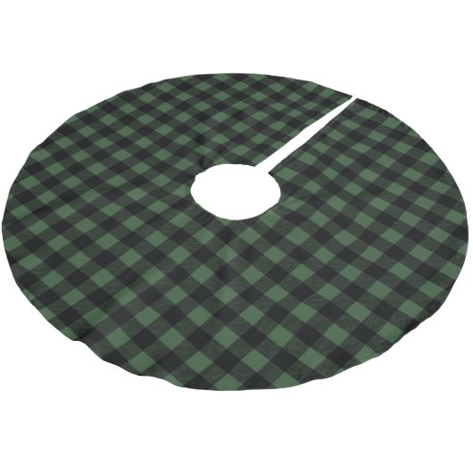 Rustic Green & Black Buffalo Plaid Kerstboom Rok (Gekanteld)