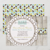 Rustic Green Blue Baby Boy Shower Uitnodiging (Voorkant / Achterkant)