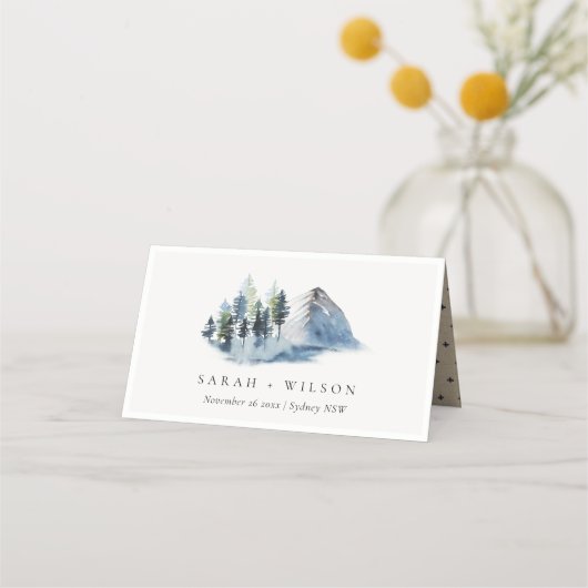 Rustic Green Blue Pine Bossen Mountain Wedding (Voorkant)