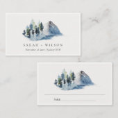 Rustic Green Blue Pine Bossen Mountain Wedding Plaatskaartje (Voorkant / Achterkant)