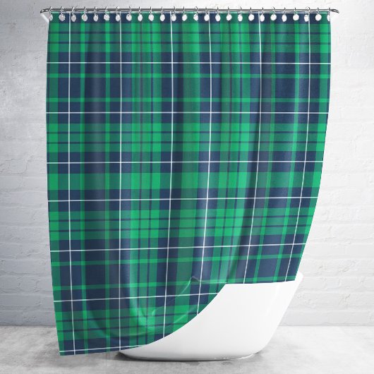 Rustic Green Blue Pset Pattern Douchegordijn