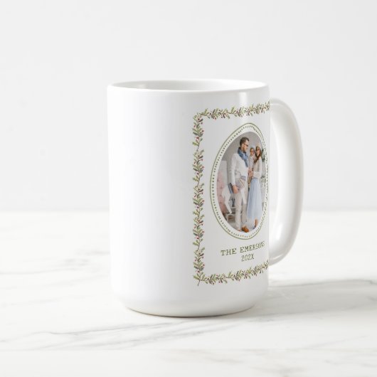 Rustic Green Botanical Christmas Mug (Devant droit)