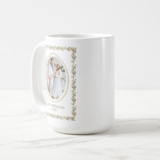 Rustic Green Botanical Christmas Mug (Devant gauche)
