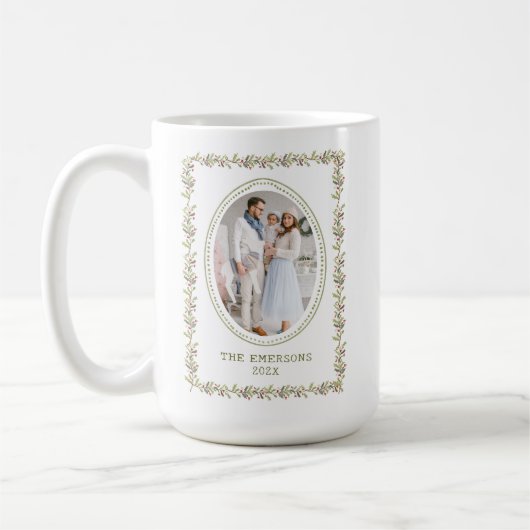 Rustic Green Botanical Christmas Mug (Gauche)