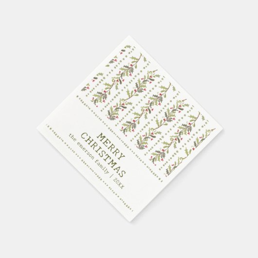 Rustic Green Botanical Christmas Servet (Hoek)