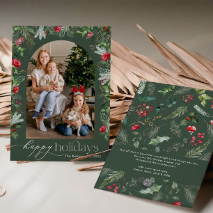 Rustic Green Botanische Boog Prettig Kerstfeest 1  Feestdagenkaart