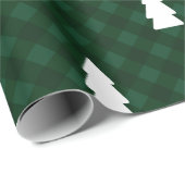 Rustic Green Buffalo Check & White Trees Cadeaupapier (Rol Hoek)