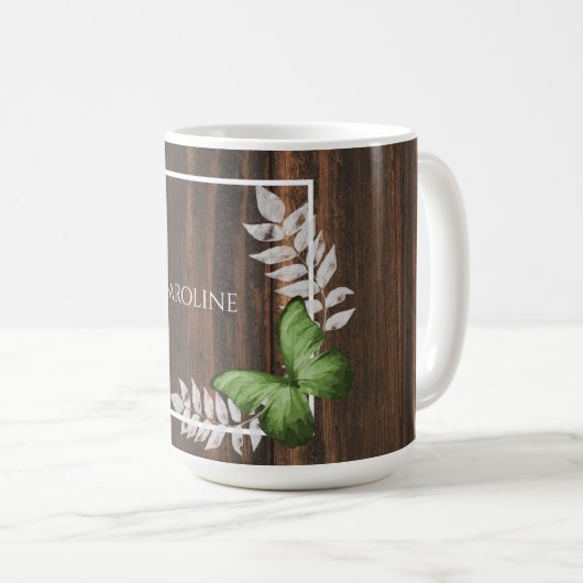 Rustic Green Butterfly - Mok op maat voor koffie (Voorkant rechts)