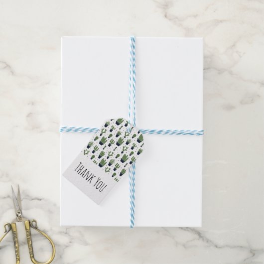 Rustic Green Cactus Desert Pattern Hartelijk dank Cadeaulabel (Met Touw)