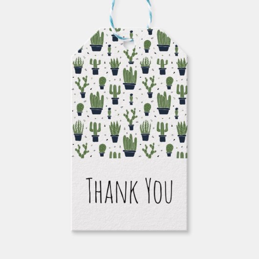 Rustic Green Cactus Desert Pattern Hartelijk dank Cadeaulabel (Voorkant)