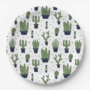 Rustic Green Cactus Desert Pattern Papieren Bordje