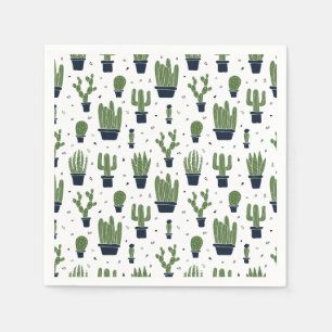 Rustic Green Cactus Desert Pattern Servet