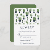 Rustic Green Cactus Pattern Wedding RSVP (Voorkant / Achterkant)