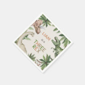 Rustic Green Dinosaur Three Rex 3e verjaardag Servet (Hoek)