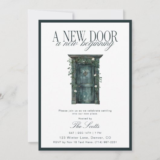 Rustic Green Door New Home Housewarming Kaart (Voorkant)