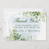 Rustic Green Dusty Blue Mariage Merci Cartes (Devant)