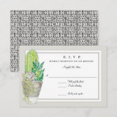 Rustic Green en Gray Urban Cactus Garden RSVP Kaartje (Voorkant / Achterkant)
