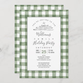 Rustic Green En vichy Holiday Invitation (Devant / Derrière)
