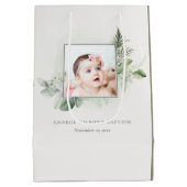 Rustic Green Eucalyptus Fern Foliage Foto Baptisme Medium Cadeauzakje (Achterkant)