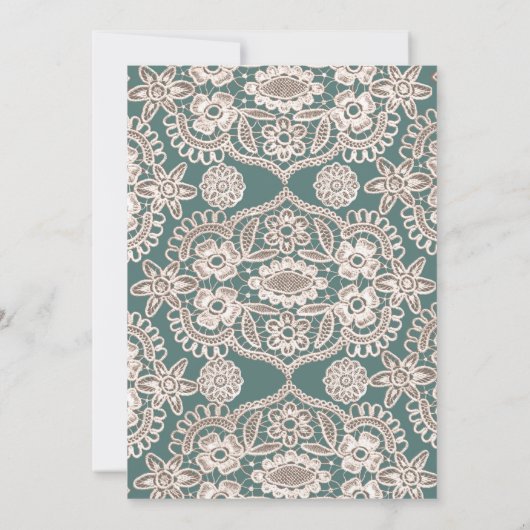 Rustic Green Faux Lace Mariage Invitations (Dos)