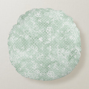 Rustic Green Faux Lace Rond Kussen