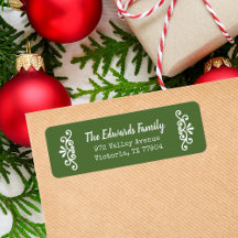 Rustic Green Flourish Return Address Labels