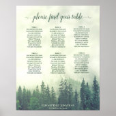 Rustic Green Forest 6 Table Wedding Seating Chart Poster (Voorkant)